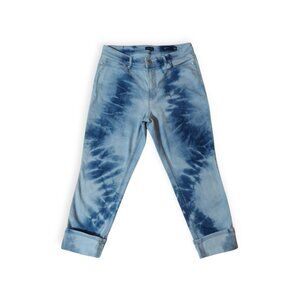 J Jill Denim Women High Rise Cropped Jeans Tie Dyed Boho Hippie Stretch Sz-8